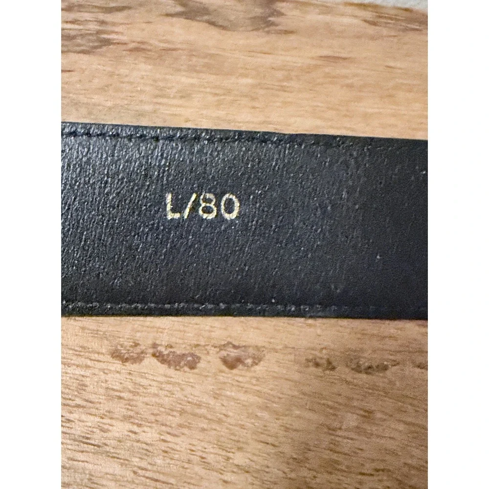 Paloma Picasso Vintage 90s Black Leather Gold X Motif Belt Size L 80